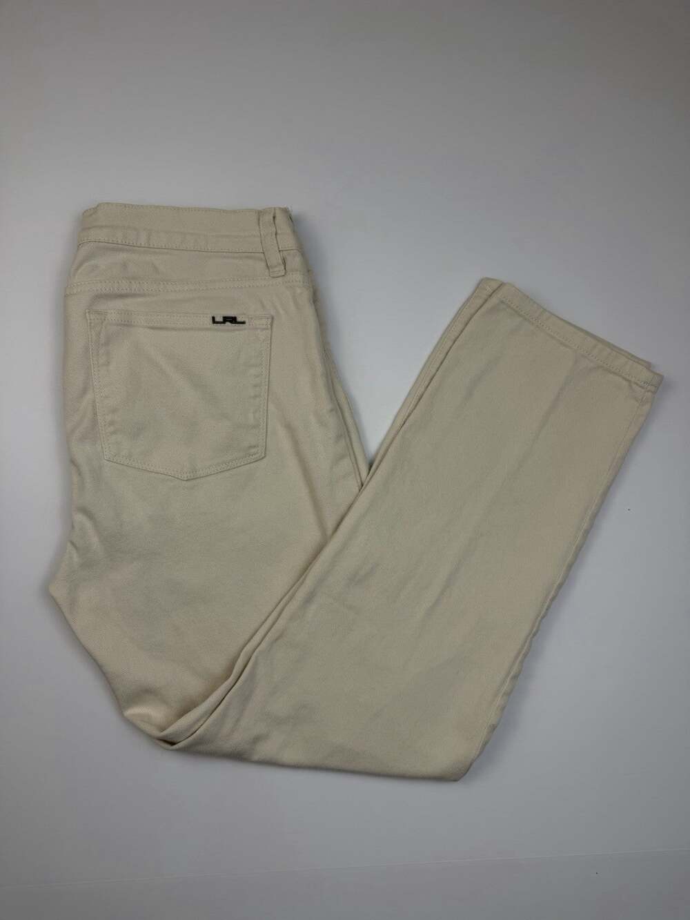 Lauren Jeans Co. Ralph Lauren Modern Straight Ankle Mid Rise Beige Jeans 10